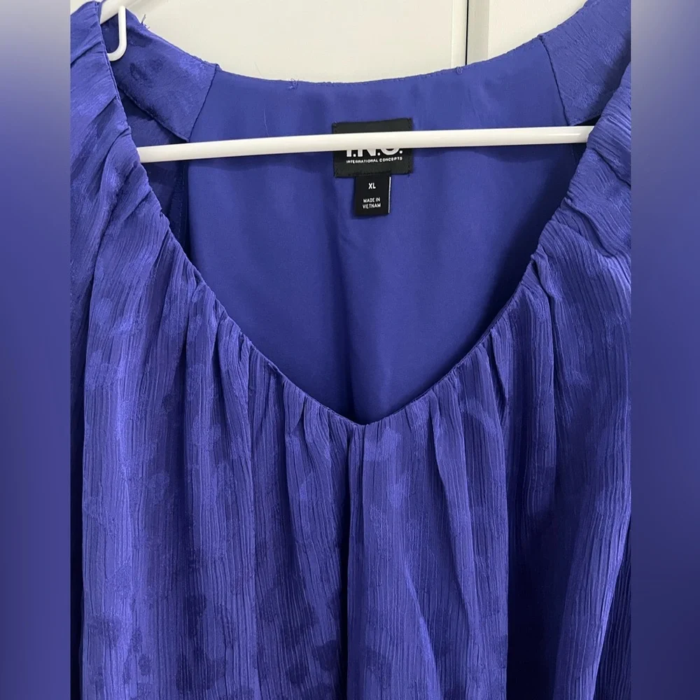 INC International Concepts Women's Deep Iris Blouse Sz XL - Picture 2 of 7